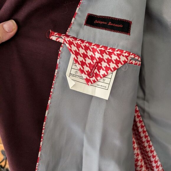 Sergio Valentino Burgundy Maroon Blazer Suit Jacket Size 48L - Picture 6 of 11